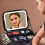 🎁💄 Cosmetiquera HERMOSA con Espejo + REGALO de KIT DE BROCHAS